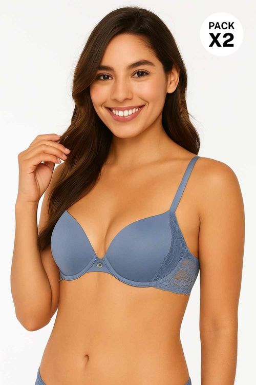 Brasier paquete x2 en microfibra y encaje