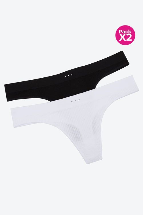 Panty seamless tipo brasilera con textura espiga paquete x2