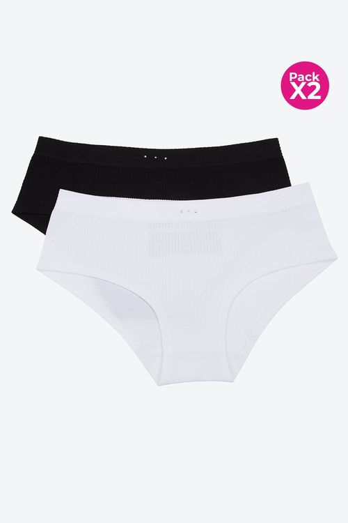 Panty seamless tipo hipster con textura espiga paquete x2