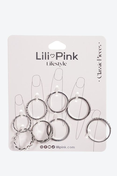 Set de anillos plateados surtidos