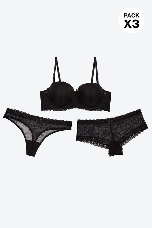 Brasier + 2 pantys encaje