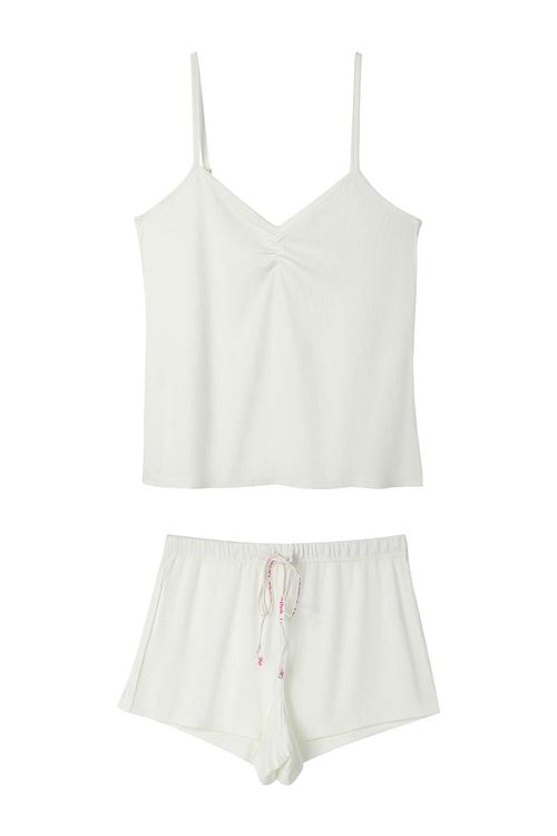 Conjunto pijama con textura acanalada de 2 piezas.