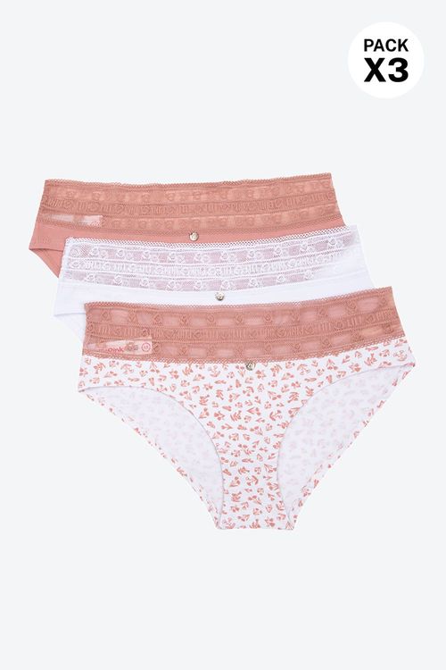 Paquete x3 hipster en algodón talle bajo