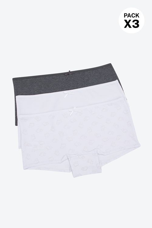 Panty bóxer para adolecentes en algodón x3 unidades