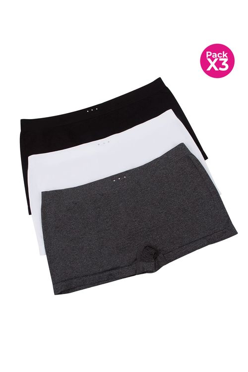 Paquete x3 bóxer sin costuras laterales talle bajo
