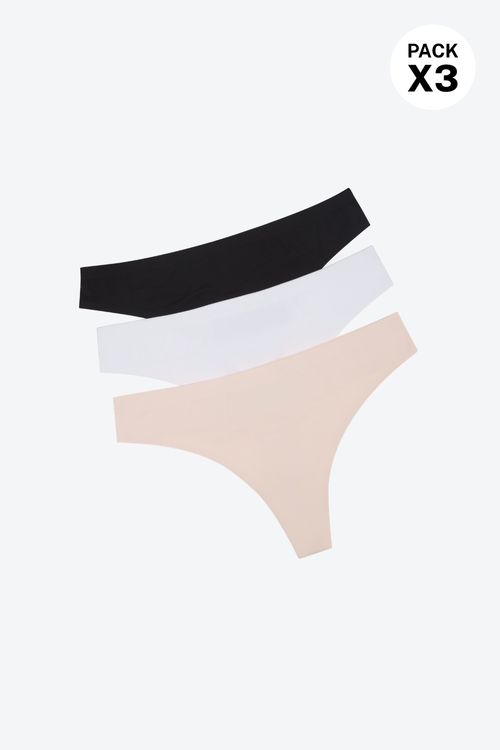 Panty brasilera con talle bajo paquete x3 en microfibra