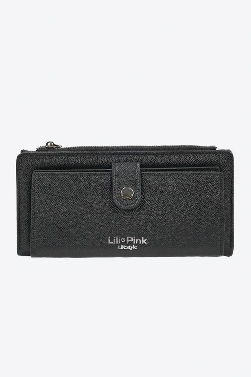 Billetera con diseño rectangular y asa