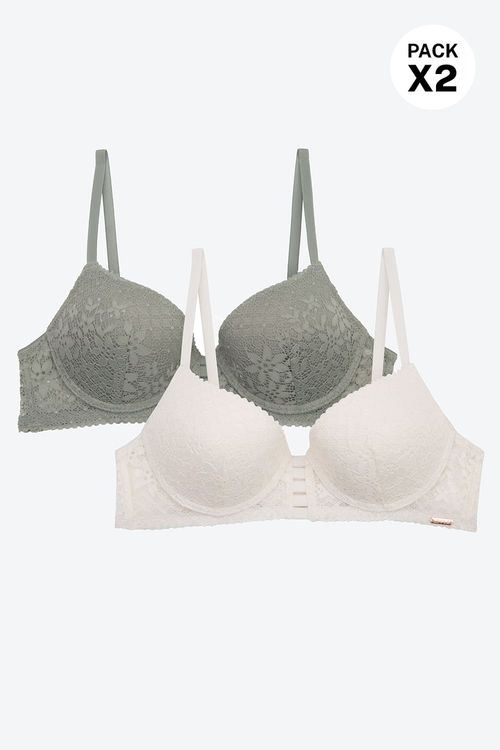 Brasier con cobertura media en encaje paquete x2