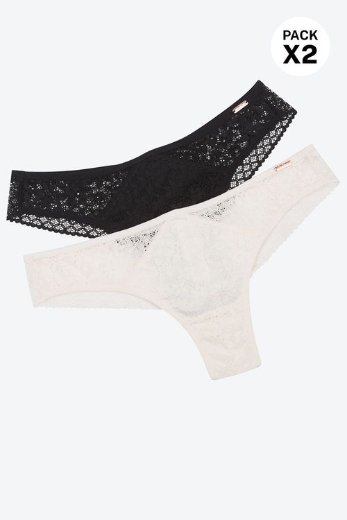 Brasilera con acabados en encaje paquete x2