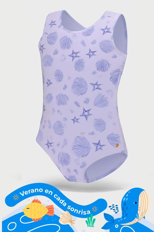 Vestido de baño entero en microfibra para niña