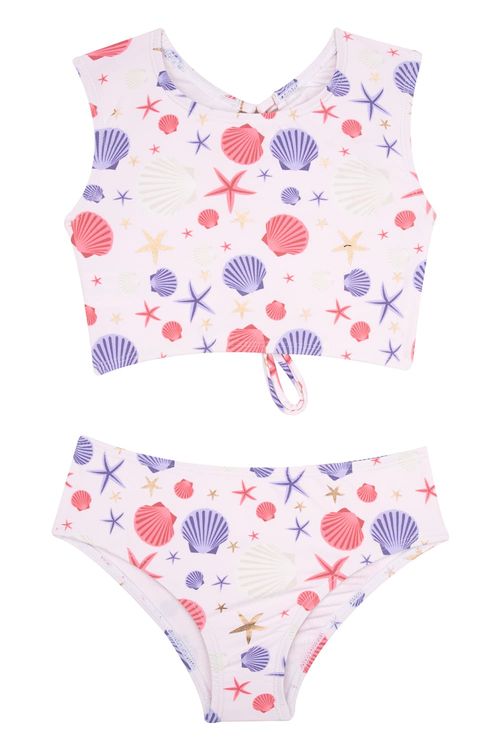 Vestido de baño de dos piezas en microfibra para niña