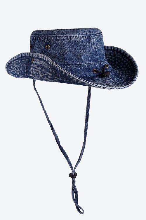 Sombrero en denim con cordón ajustable