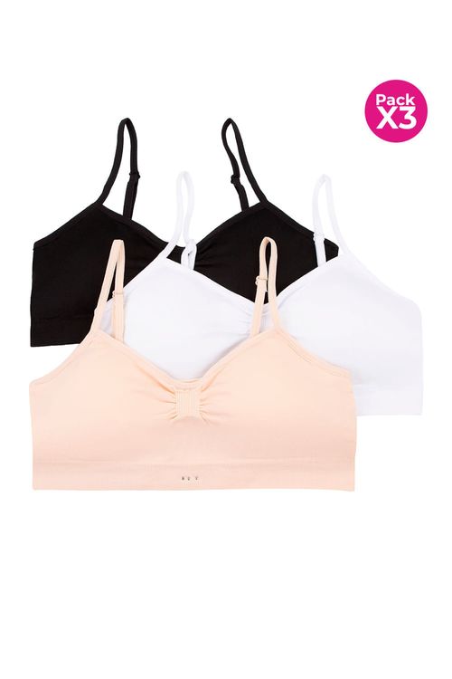 Paquete x3 top con copa sin costuras laterales