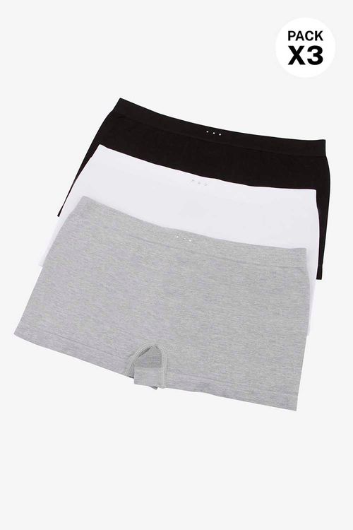 Paquete x3 bóxer sin costuras laterales talle bajo