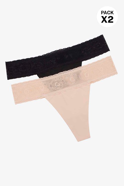 Paquete x2 brasilera con encaje en corte láser y termofusionado