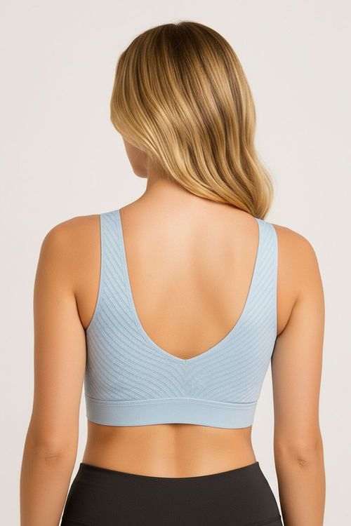 Top individual con copa corte láser en microfibra con textura