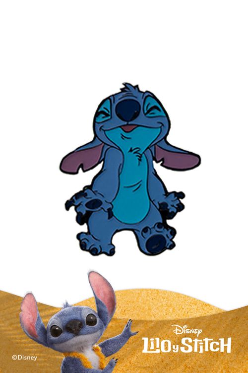 Pin con diseño de stitch feliz
