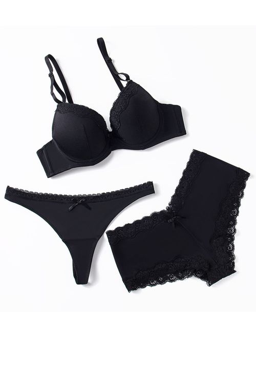 Conjunto trío incluye brasier más 2 panties