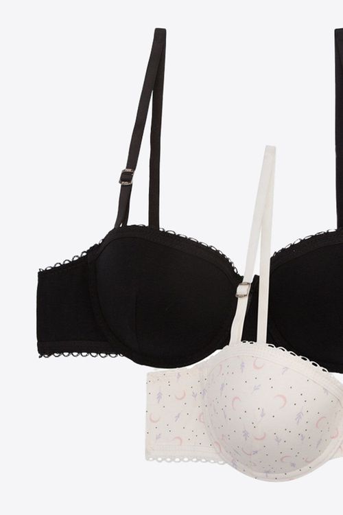Brasier tipo strapless para adolecentes en algodón paquete x2
