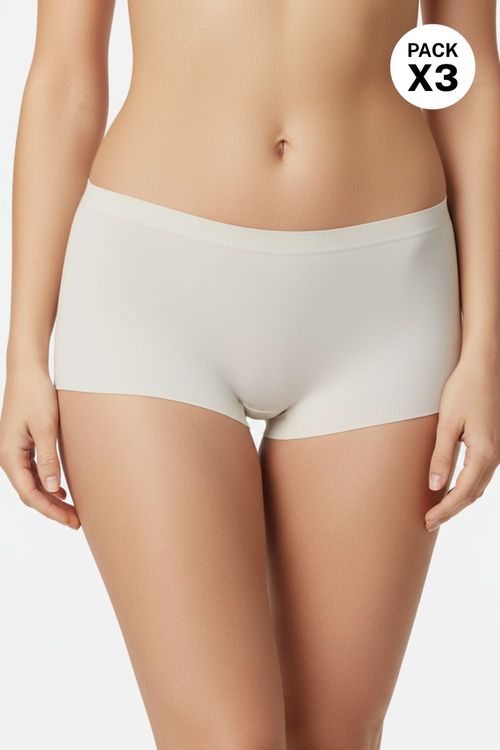 Panty boxer corte láser paquete x3 en microfibra