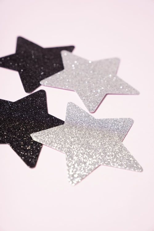 Paquete x2 pares cubre pezones en forma de estrella con glitter