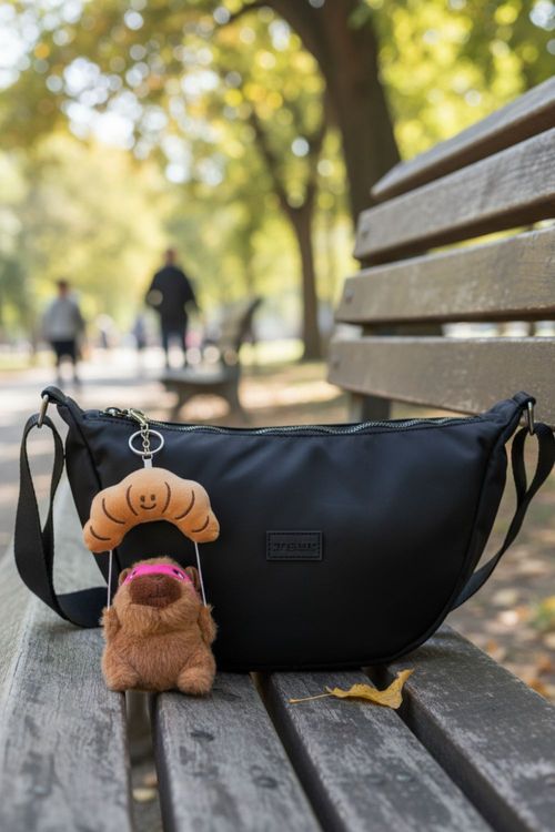 Llavero con diseño de un capibara con paracaidas