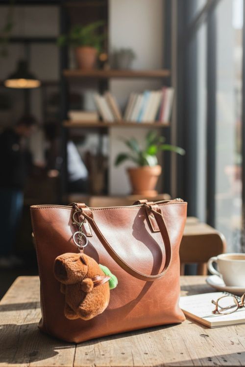 Llavero con diseño de un capibara con morral