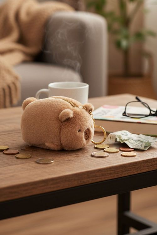 Llavero y monedero en forma de peluche capibara