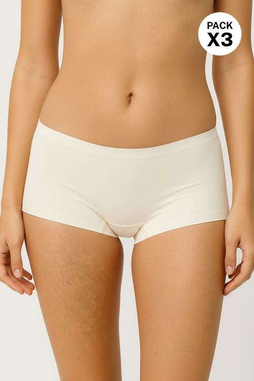 Panty bóxer invisible con tecnologia corte láser paquete x3