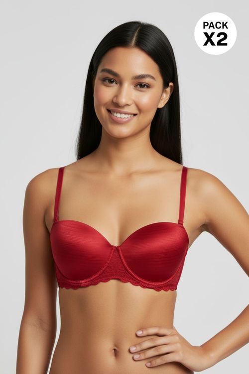 Brasier en microfibra satinada tipo strapless paquete x2