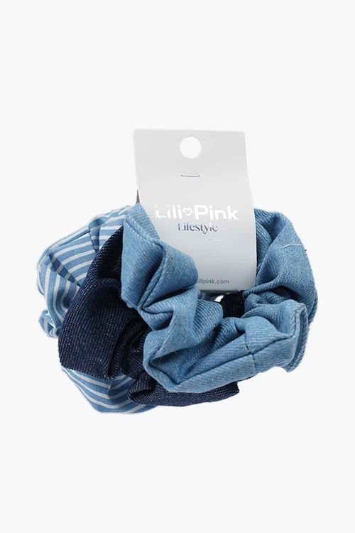 Set bandas para el cabello confeccionadas en material denim x3 unidades
