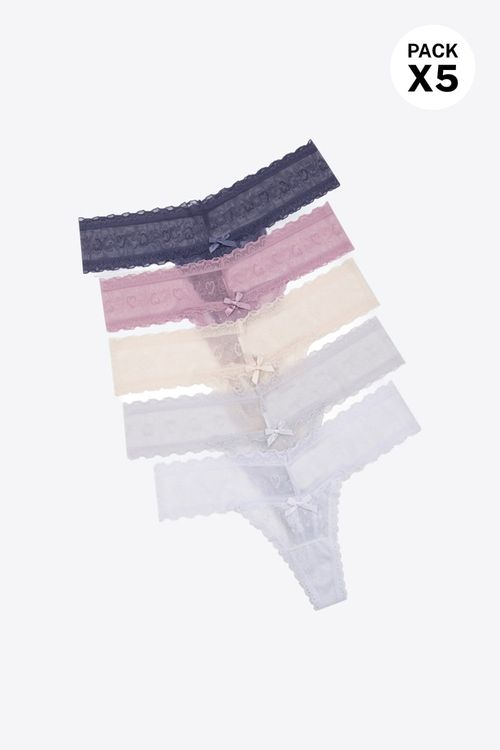 Brasilera paquete x5 confeccionado en encaje