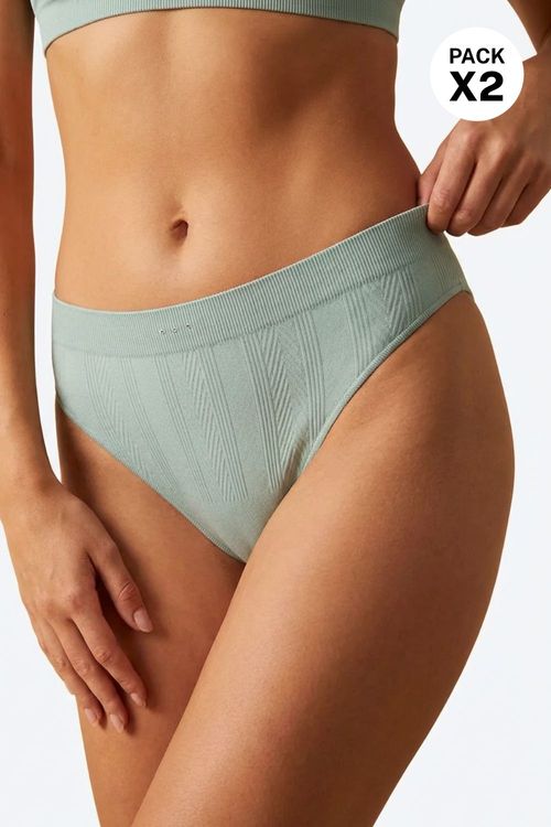 Brasilera de talle alta en poliamida paquete x2