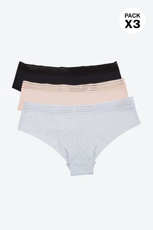 Brasilera con corte láseren microfibra paquete x3