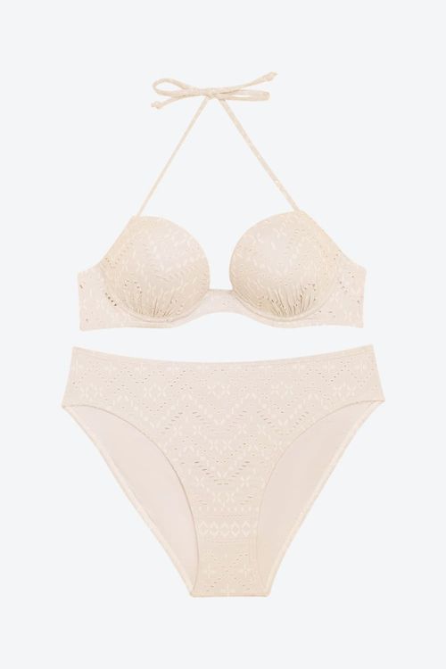 Vestido de baño estilo bikini con textura de ojalillo