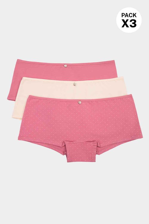 Panty silueta tipo boxer fabricado en algodón paquete x3