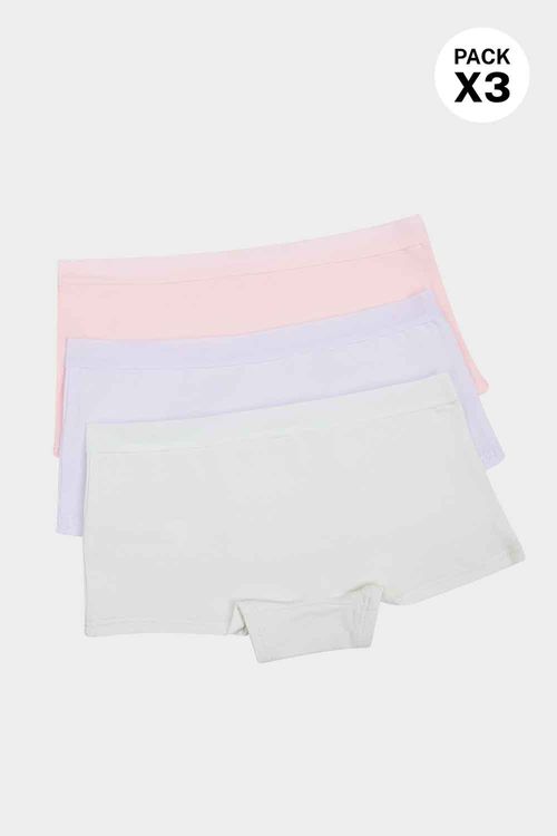 Panty tipo boxer en algodón suave para niñas paquete x3