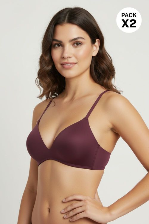 Brasier en copa triangular en microfibra satinada paquete x2