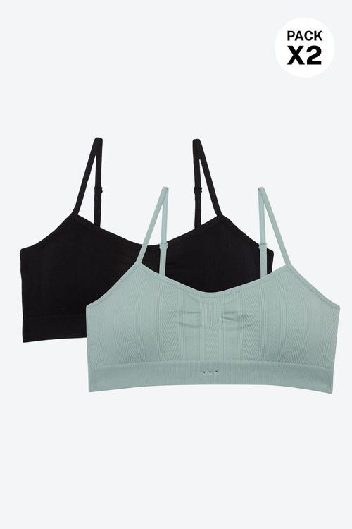 Top con copa seamless con tirantes delgados paquete x2
