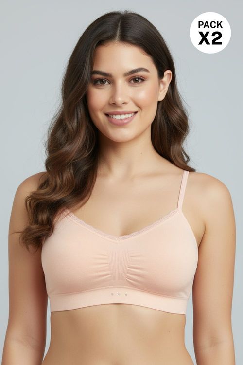 Top con tecnologia seamless y tirantes delgados paquete x2