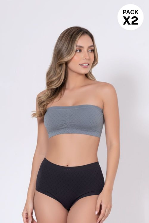 Top tipo strapless con tecnologia seamless paquete x2