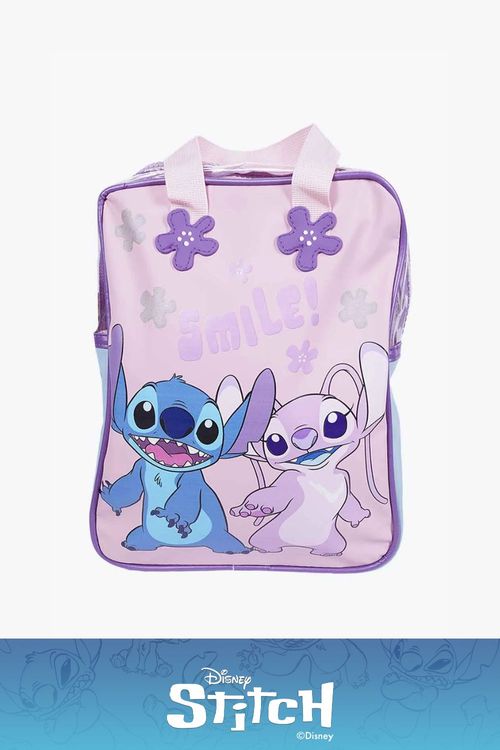 Morral de stitch con estampado de flores y asas ajustables