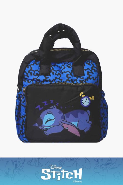 Morral con diseño inspirado en stitch con bolsillos auxiliares