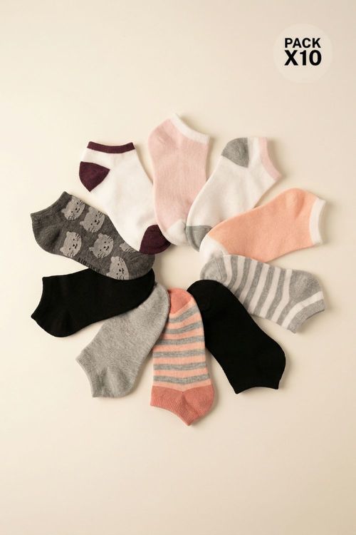 Medias paquete x10 tipo talonera en políéster