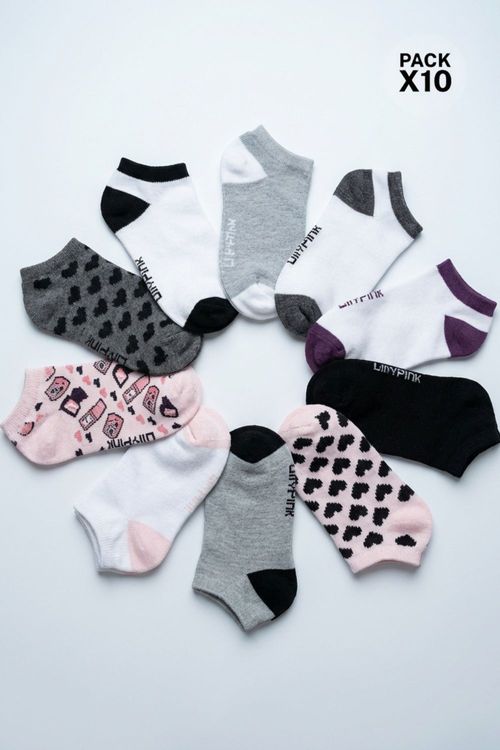 Medias tipo talonera confeccionada en políéster paquete x10