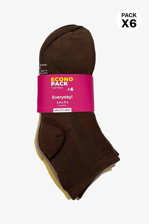 Paquete x6 medias tipo tobillera elaboradas en poliester