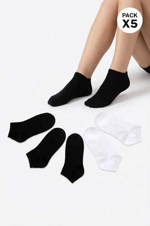 Medias tipo talonera para mujer confeccionada en algodón paquete x5