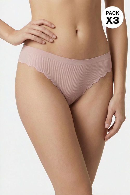 Panty tipo brasilera invisible en microfibra paquete x3