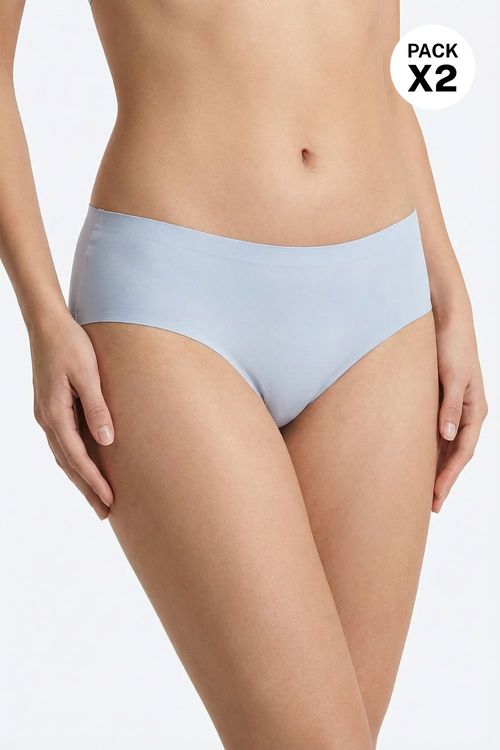 Panty paquete x2 hipster en microfibra tacto piel de durazno