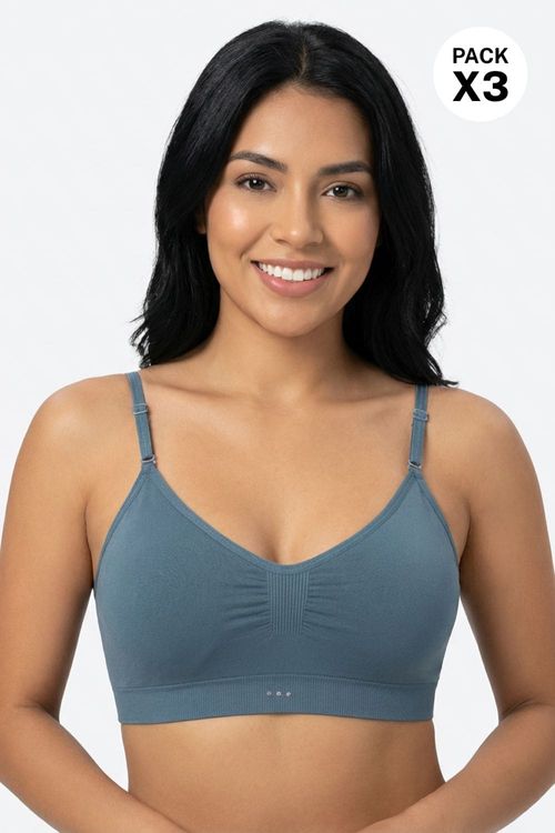 Top con tecnologia seamless en poliamida paquete x3